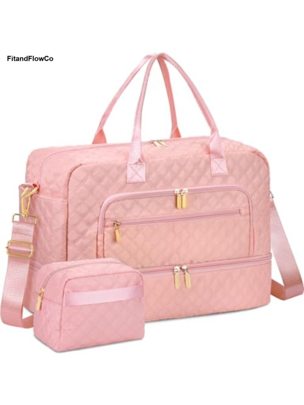 Polyester Travel Duffle Weekender Bag with Toiletry Bag & Shoe Compartment